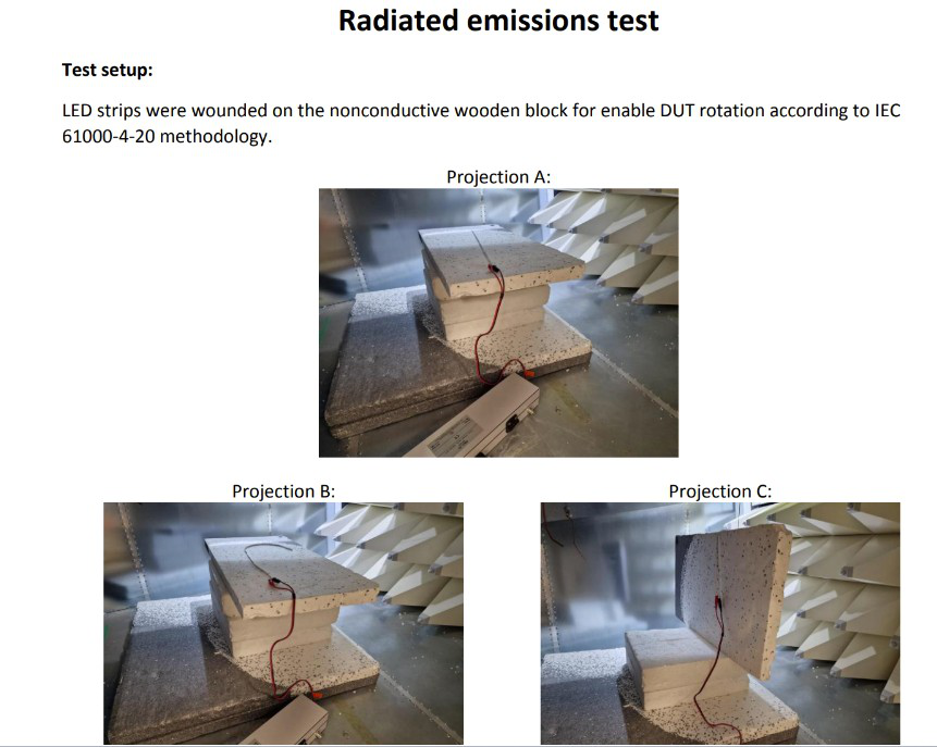 Holectron radiated emissions EMC test setup